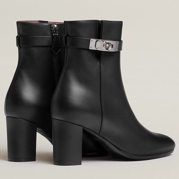 NIB HERMES Saint Germain Leather Women Ankle Boot Black BRAND NEW Size 37 EU - Picture 4 of 10